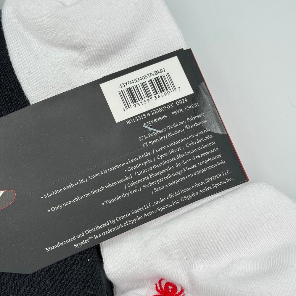 Spyder Low Cut White Black Cushion 5 Pairs Socks Men’s Size 6-12 - Picture 5 of 6